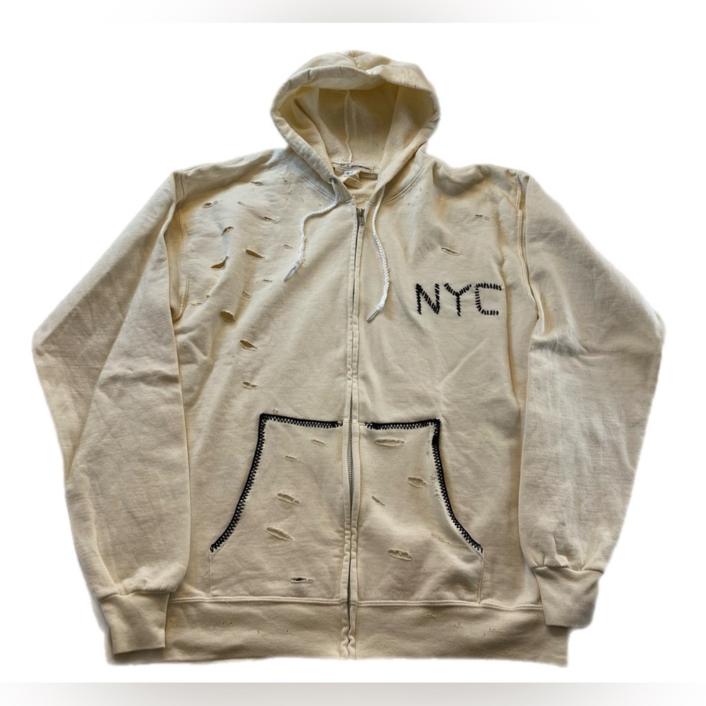 Free people X Tricia Fix distressed zip up hoodie Small - Picture 2 of 6